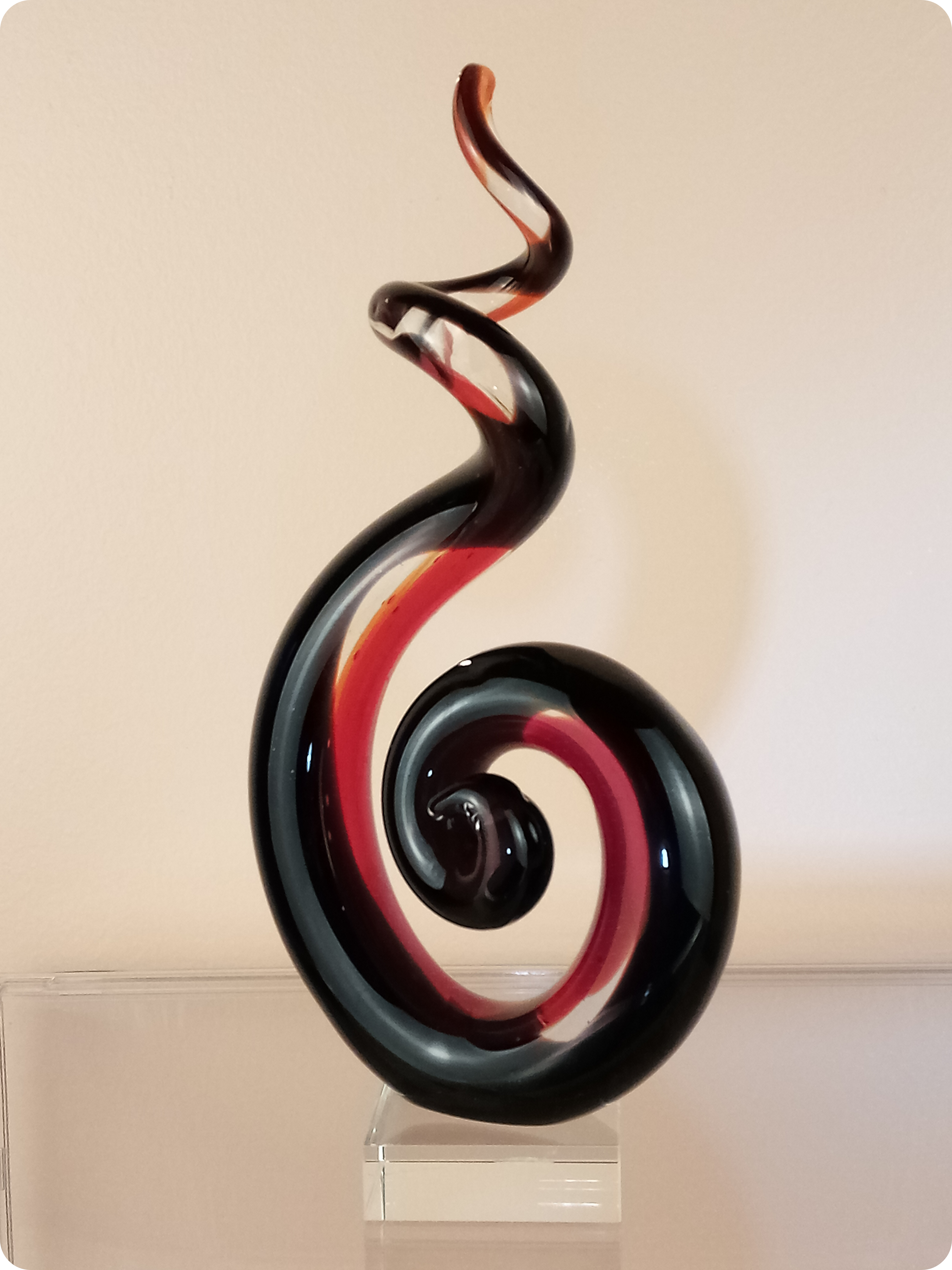 Vintage Spiral Up Curved Glass Art Sculpture - right side