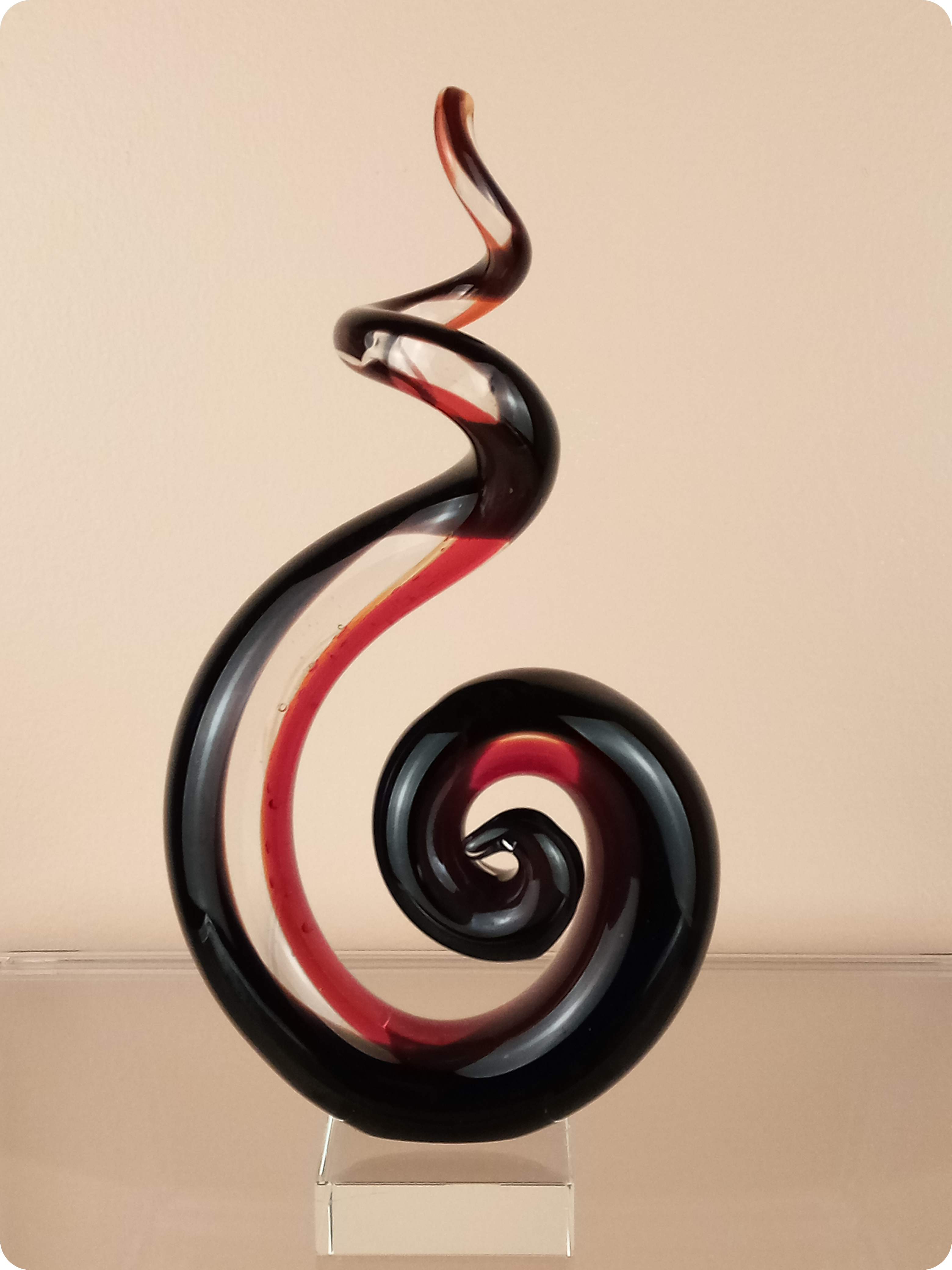 Vintage Spiral Up Curved Glass Art Sculpture